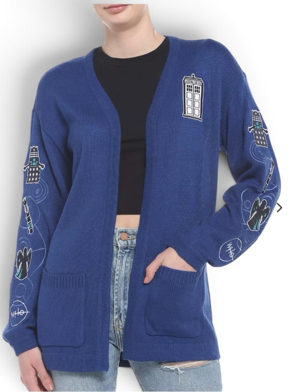 Her Universe Doctor Who Icon Embroidered Open Cardigan